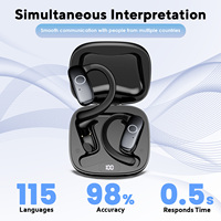 E1 5.4 AI Language Translation Headphones with 114 Languages Real Time Earbuds Translator OWS Ear Buds for Business Travel