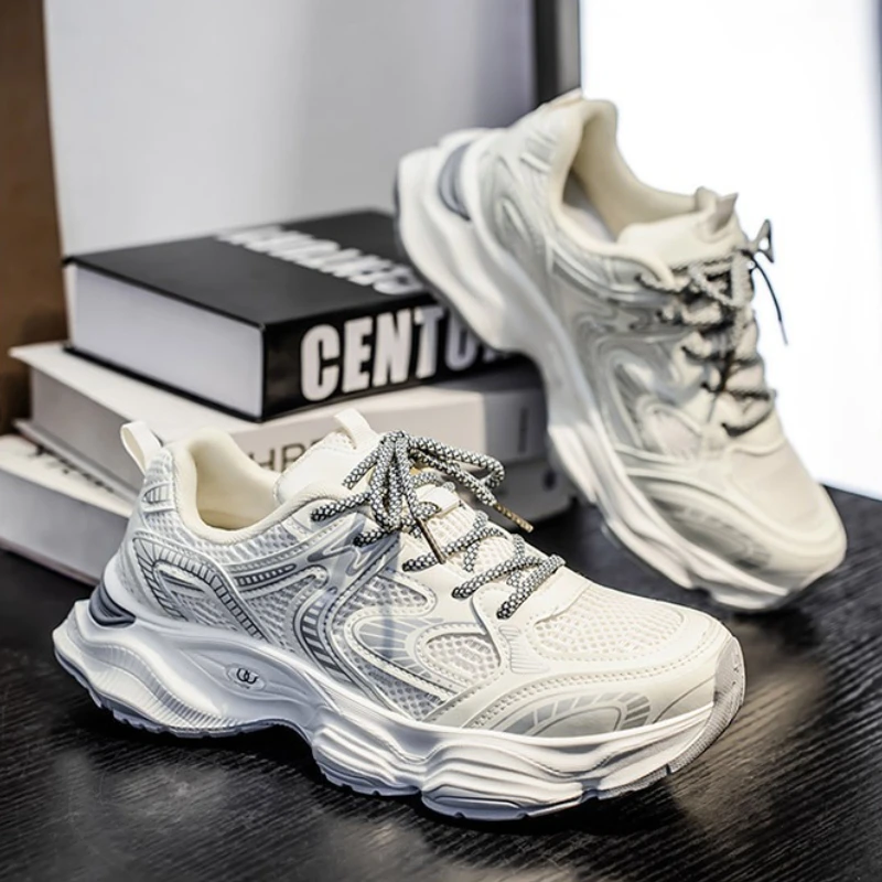 

Мужская обувь на платформе в стиле ретро, удобные дышащие повседневные кроссовки с сеткой, нескользящая вулканизированная обувь с мягкой подошвой Кроссовки Мужские