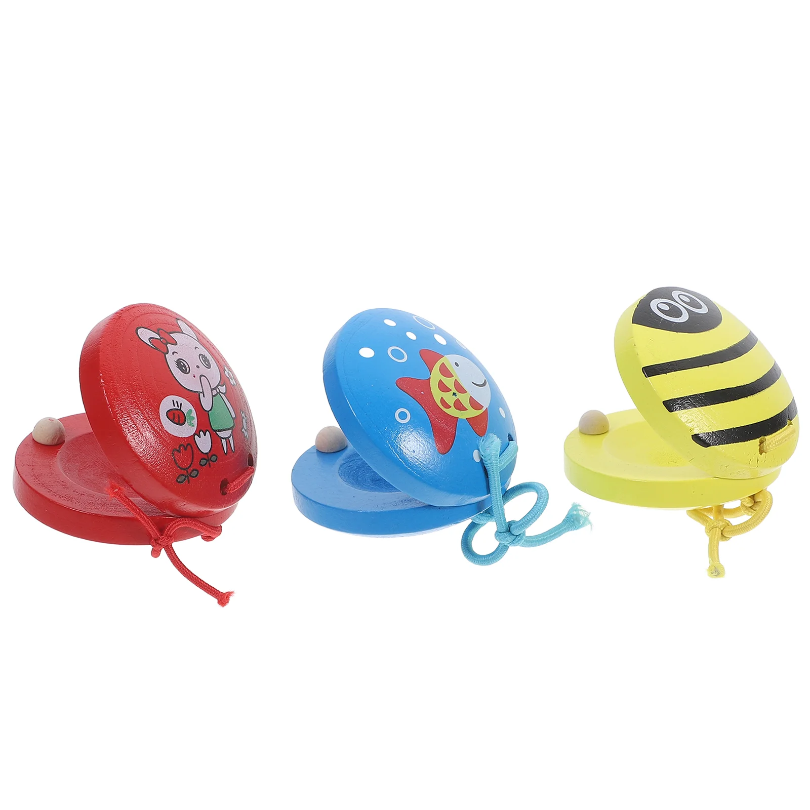 3 Pcs Cartoon Animal Castanets Toddler Toys Musical Education Interesting Instrument Childrens Kids Percussion Fun Wooden Small