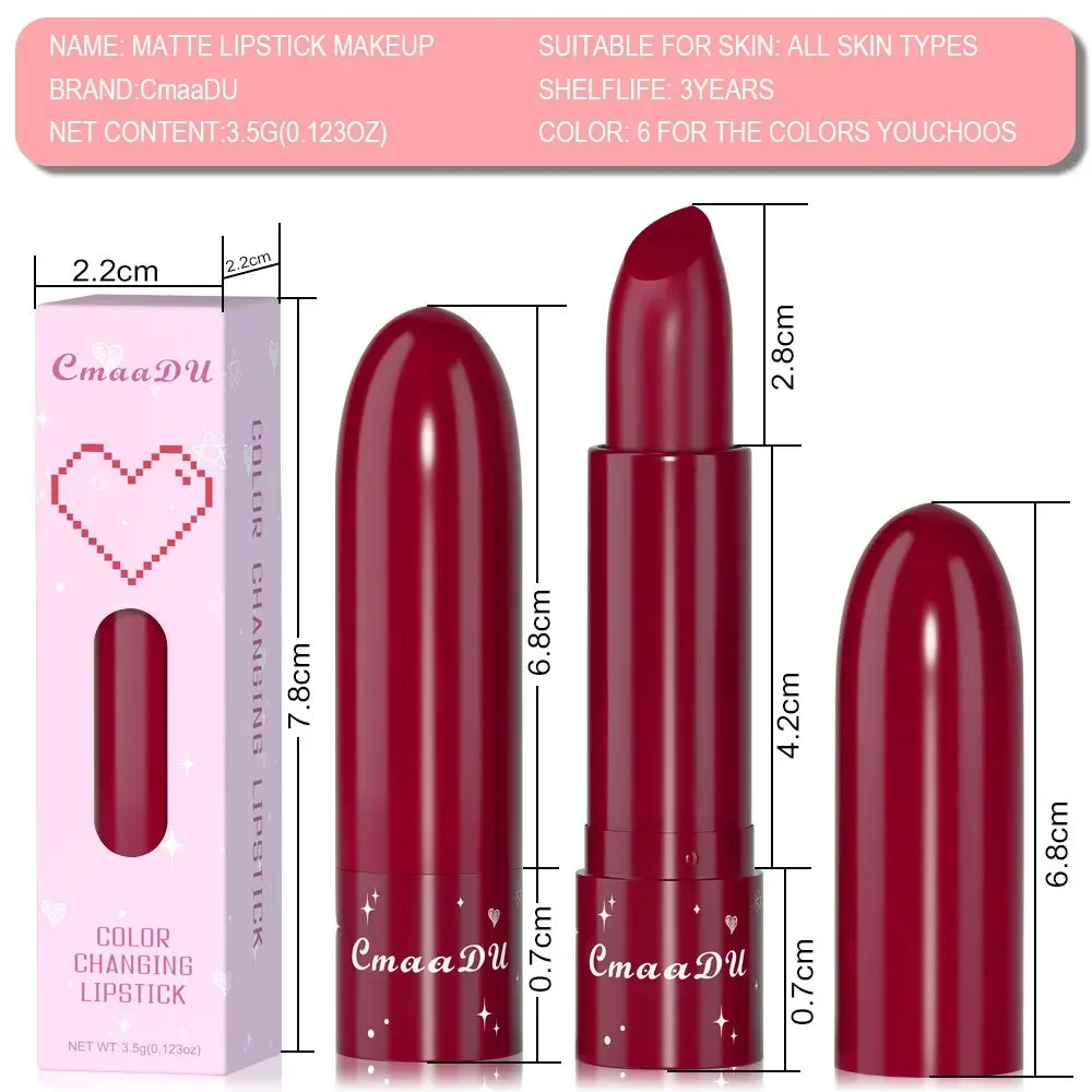 CmaaDu 6Color  Waterproof Fruit Color Tinted Shine Changing Moisturizing Nourishing Glow Play Lip Balm lipstick Colour Care