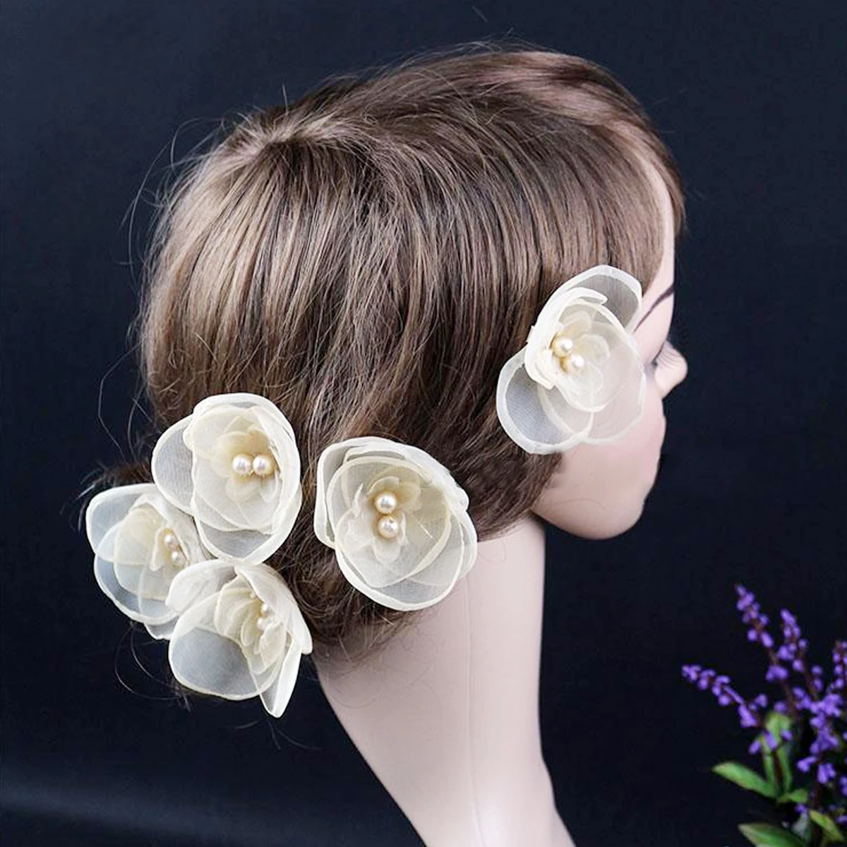 

50pcs Diy Flower Piece Wedding Confetti Bridal Headdress Ornaments Elegant Embellishment For Party Craft Supplies