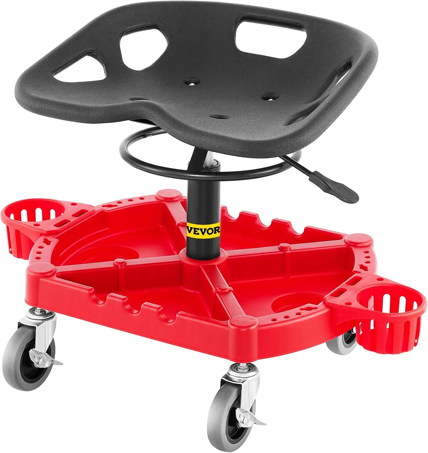 

Rolling Garage Stool, 300LBS Capacity, Adjustable Height from 18 in to 23 in, 360-degree Swivel Wheels (4"), Large Tool Tray