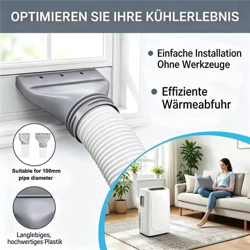 Flat Air Conditioner Exhaust Hose Adapter For Windows 130Mm/150Mm- Air Conditioner Hose Window Fitment