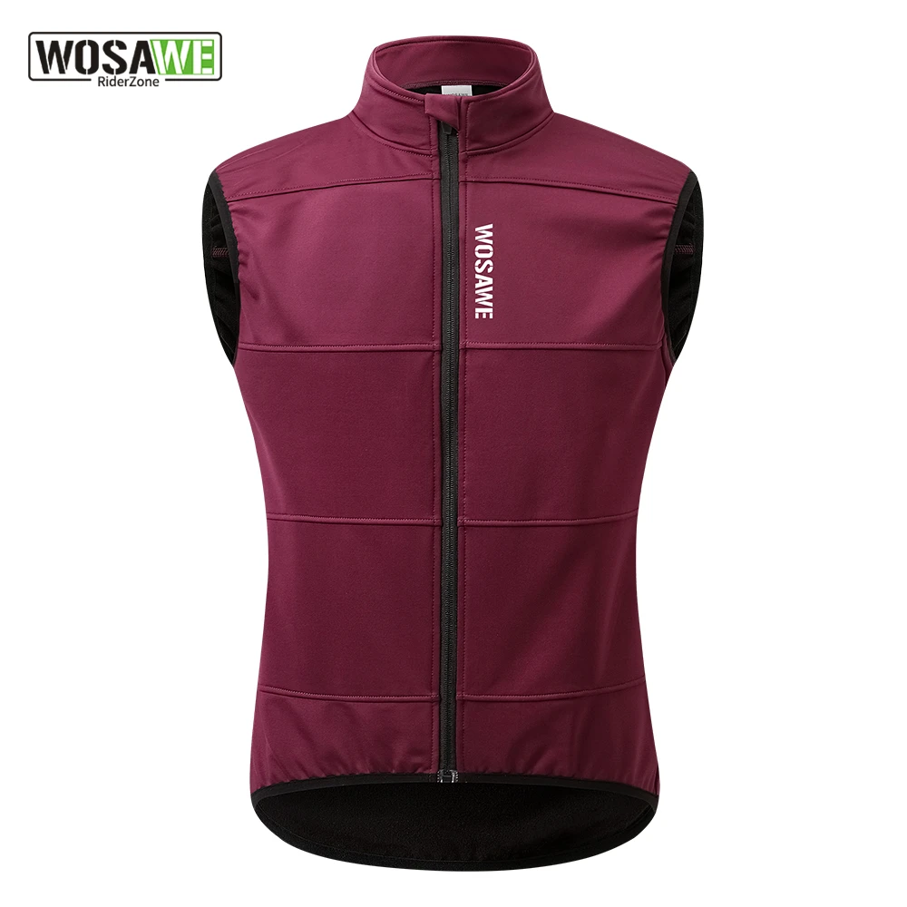 WOSAWE Herren-Winter-Fahrradweste, winddicht, zum Aufwärmen, Fahrradjacke, ärmellos, Outdoor-Sportmäntel, ohne Taschen