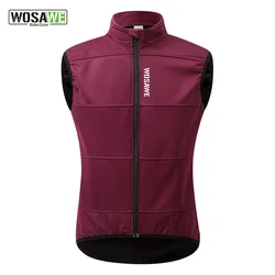 WOSAWE Mens Winter Cycling Vest Windproof Warm Up Bike Jacket Sleeveless Outdoor Sports Coats No Pockets