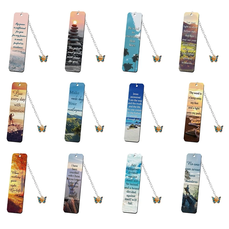 12PCS Inspirational Bookmarks Bookmark For Booklovers Motivational Bookmark She Is Clothed With Strength