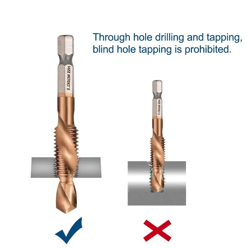 M3-M12 Screw Tap Drill Bit TiCN Coated HSS 4341/6542 1/4 Shank Spiral Flute Metric Tap Tapping Tools Thread Tap