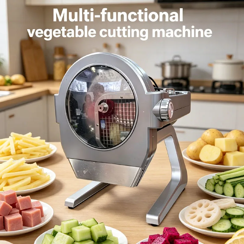 

Desktop Replaceable Cutterhead Vegetable Cutter Machine Electric Automatic Radish Cucumber Food Vegetable Cutting Processing