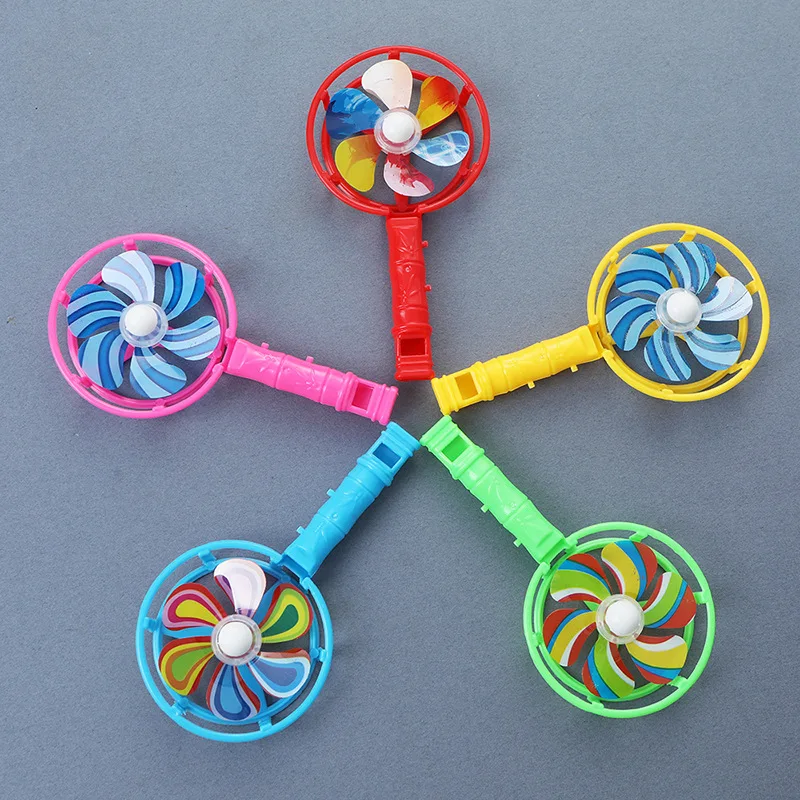 

5pcs Random Color New Children's Colorful Plastic Whistle Windmill Fan Creative Windmill Toys Children's Birthday Party Gifts