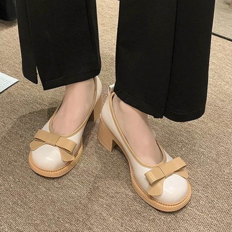 spring-autumn-versatile-women's-mary-jane-shoes-plus-size-wide-width-chunky-high-heel-bow-french-style-sizes-41-43