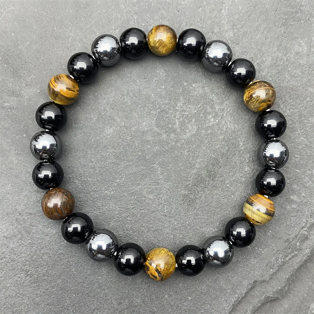 Natural Black Obsidian Hematite Tiger Eye Beads Bracelets Men for Magnetic Health Protection Women Soul Jewelry Pulsera Hombre