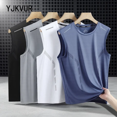 YJKVUR Sports Quick Dry Sleeveless T-Shirt for Men Summer Men Basketball Gym Clothing Breathable Lightweight Plus Size Tank Top