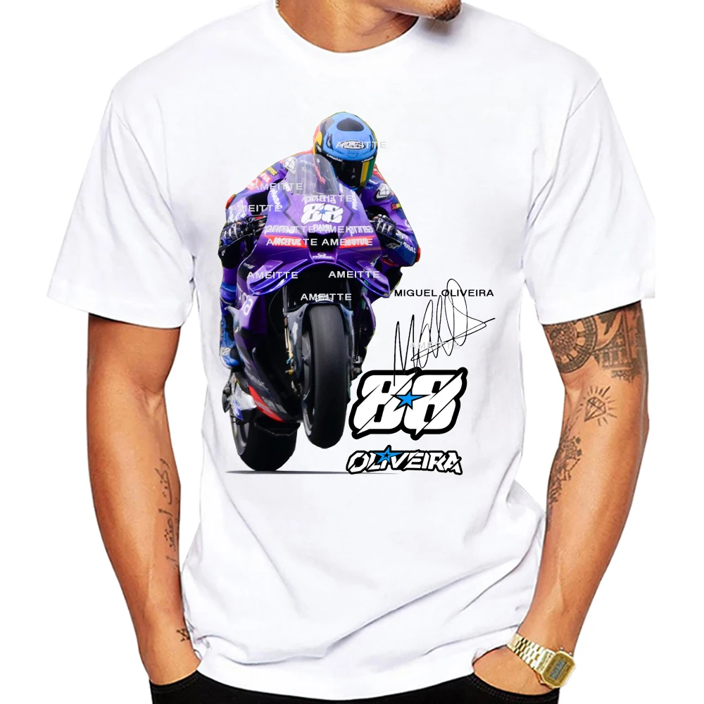 2025 جديد ميغيل Oliveira 88 GP سباق رايدر تي شيرت الرجال قصيرة الأكمام كول ركوب الرياضة الصبي عادية تيز دراجة نارية ركوب القمم البيضاء #1