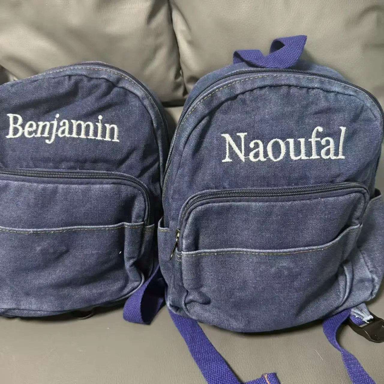 Denim Backpack Girls' New Student Schoolbag Outdoor Travel Backpack Personalized Name Simple Denim Small Bag Embroidered Gifts