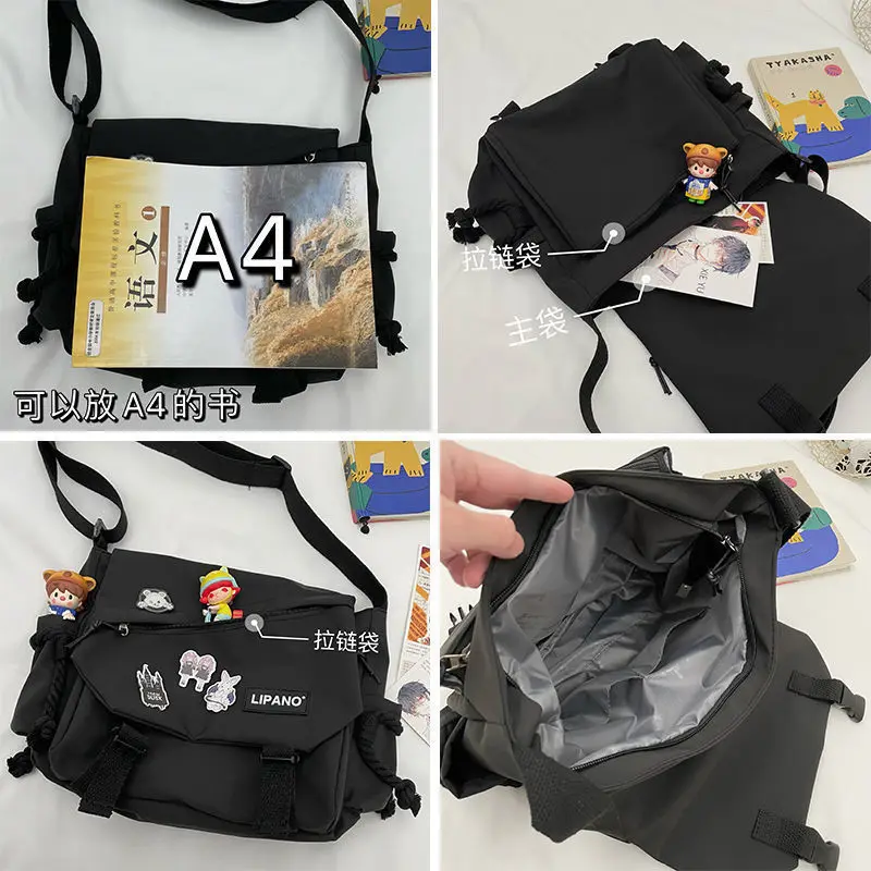 Nylon Handbags Shoulder Bag Large Capacity Crossbody Bags for Teenager Girls Men Harajuku Messenger Bag Student School Bags