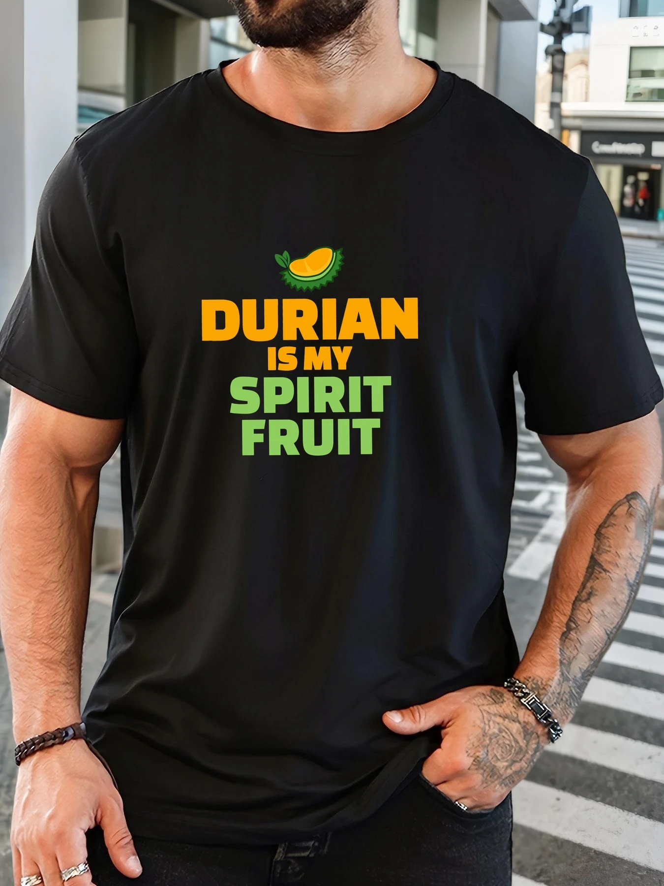 

2025 Summer Men's Cotton Oversized Tee English Letter Graphic Print Trendy Casual Streetwear Short Sleeve Breathable Round Neck