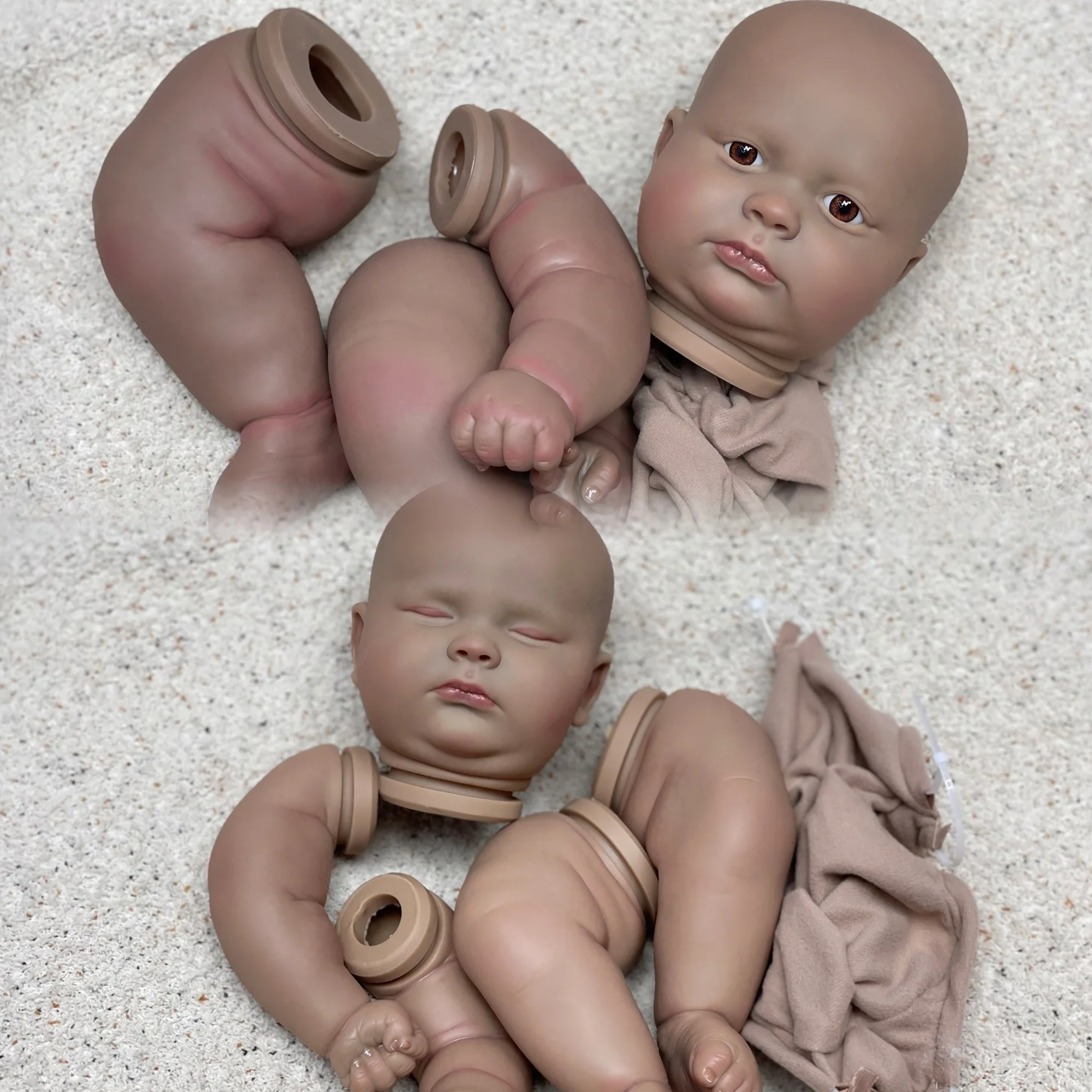 50/60cm Dark Skin Joseph Close/Open Eyes Kit Reborn Unassembled 3D Painted Skin Soft Touch Lifelike Bebe Reborn Sin Pintar