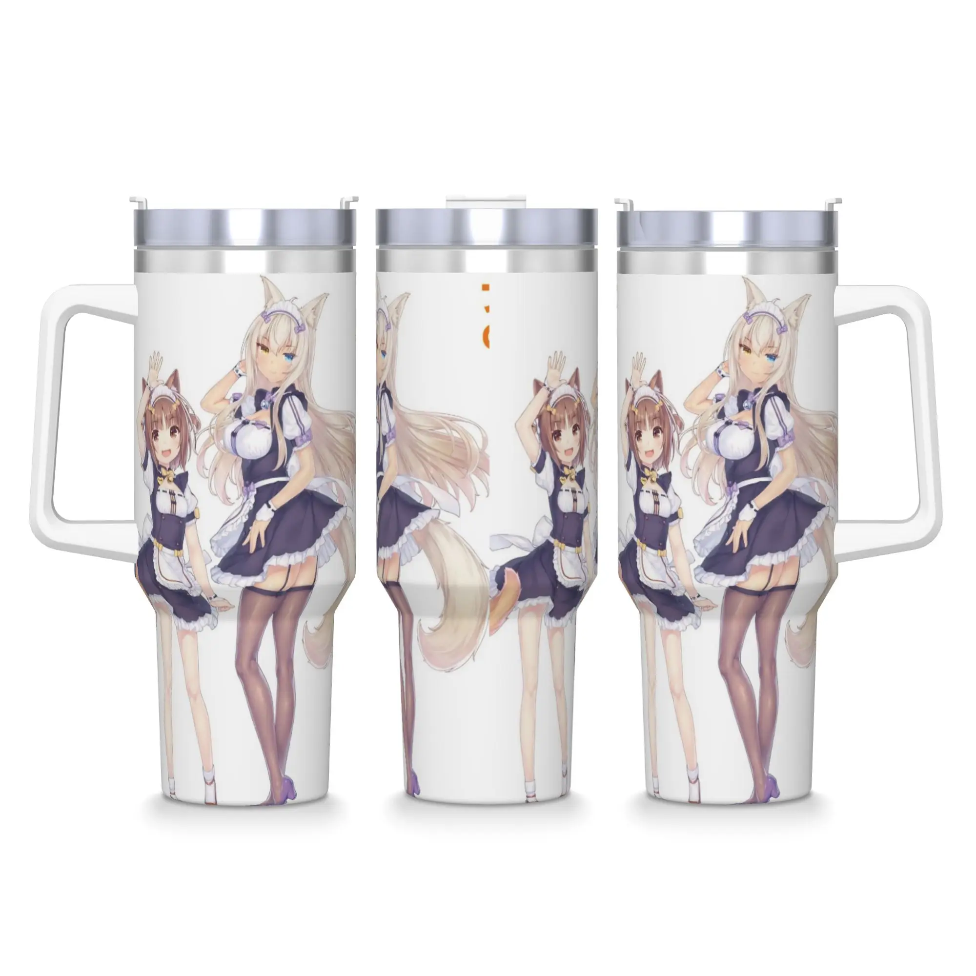 

Anime Nekoparas Stainless Steel Tumbler Camping Thermal Mug With Straws Lid Large Capacity Car Mugs Cold and Hot Water Bottle
