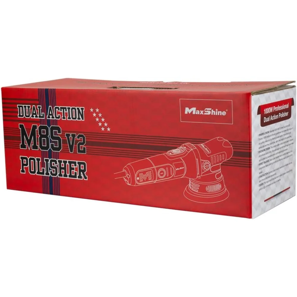 Maxshine M8S V2 Kit lucidatrice per auto a doppia azione - 1000 W, 6 velocità, movimento orbitale da 8 mm, 5 dischi lucidanti, filettatura 5/16 per Auto Det