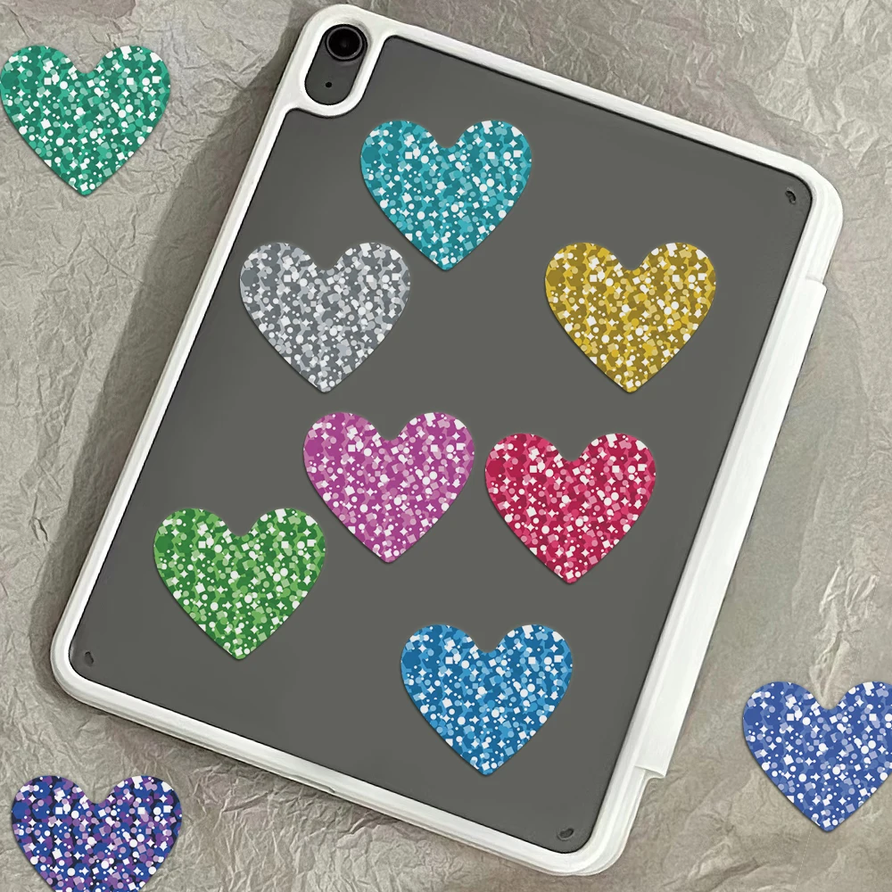 500PCS strass Peach Heart Pattern oro rosa Multi Color Heart Sticker cellulare ornamento lucido fai da te