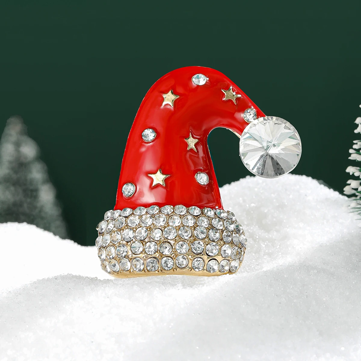 

Christmas Rhinestone Christmas Hat Brooch for Women Unisex Enamel Daily Necessities Pin Event Party Decoration Clothes Accessory