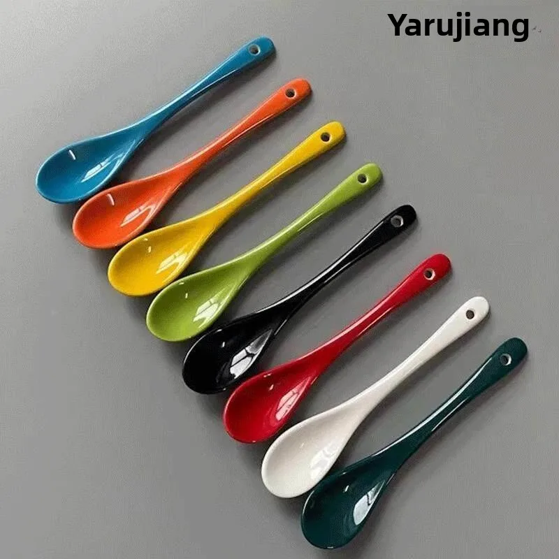 Creative  Ceramic Coffee Spoon 12cm Soup Spoon Hotel Commercial Matched with  Cup Coffee Utensils Macaron Color