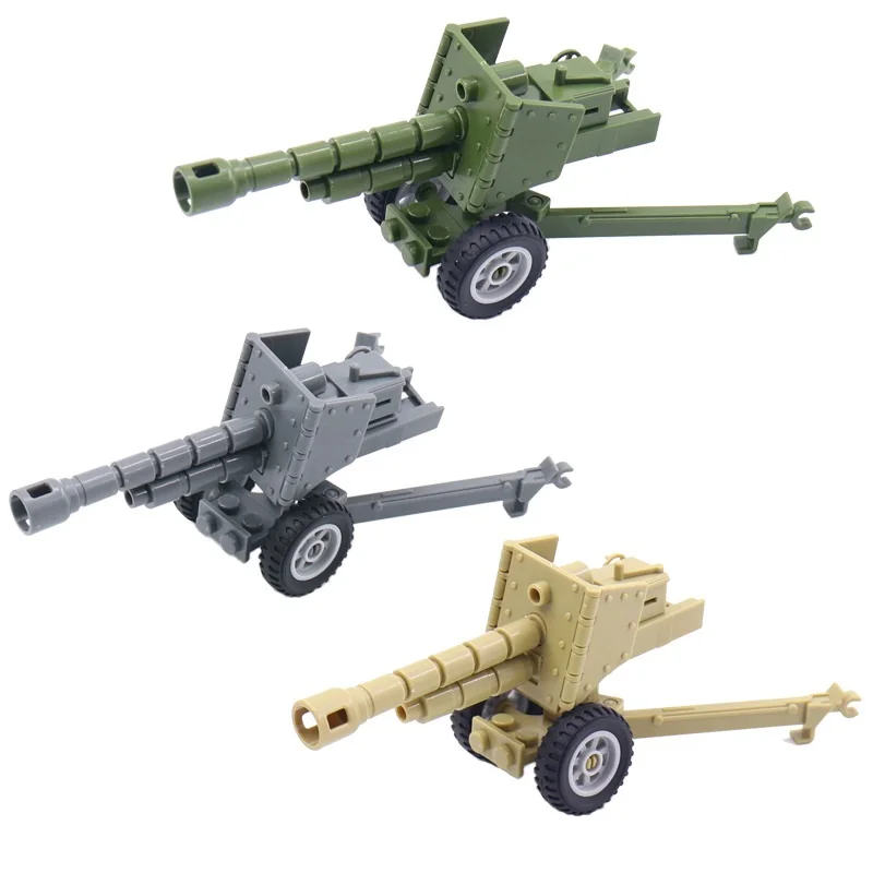 Moc-ミリタリーシリーズww2銃-howitzer軍隊アクセサリー、子供の軍隊モデル、ビルディングブロック、レンガ、教育用組み立ておもちゃ