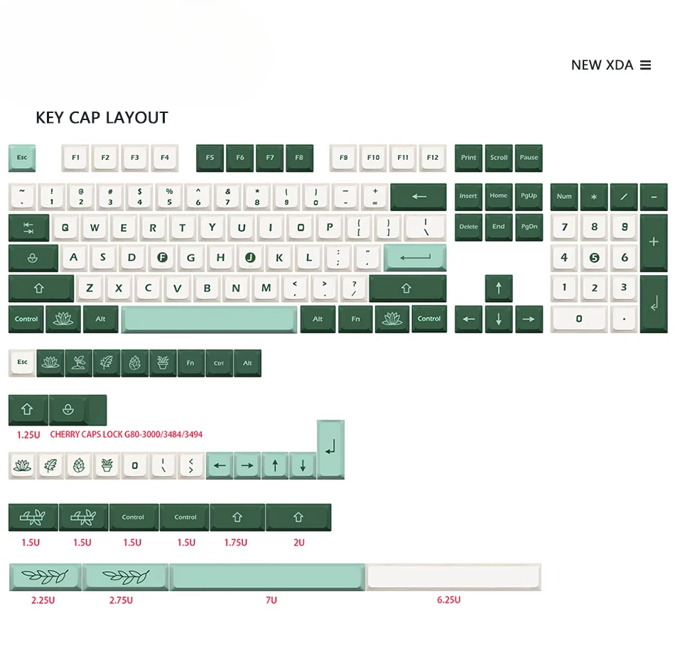 Botanical Garden XDA Height Japanese/US 137 Keys PBT Mechanical Keyboard Keycaps GH60/64/68/96/104