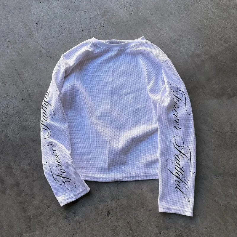 유럽 미국 Y2K 봄 가을 여성용 레이지 홈 캐주얼 탑 출퇴근용 심플 티셔츠 레터 프린팅 라운드넥 긴팔 티셔츠