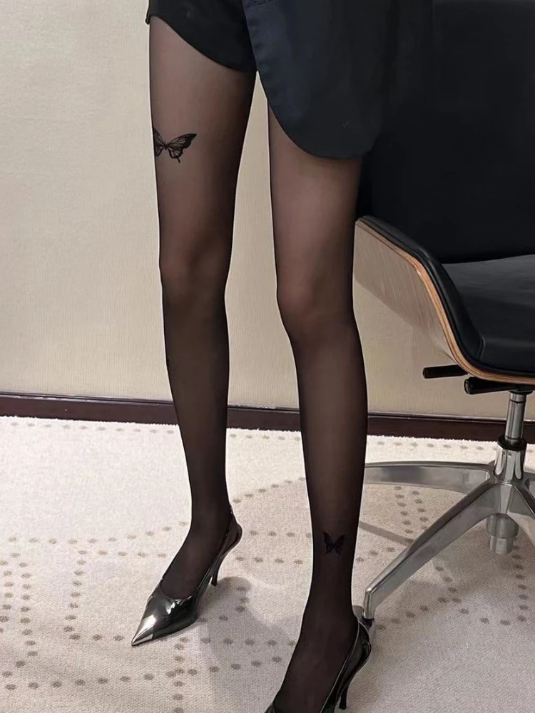 300 جرام المرأة طماق مثير فراشة طباعة رشاقته الصوف الدافئة جوارب طويلة الشتاء شفافة تخزين الحرارية مرونة طماق #4