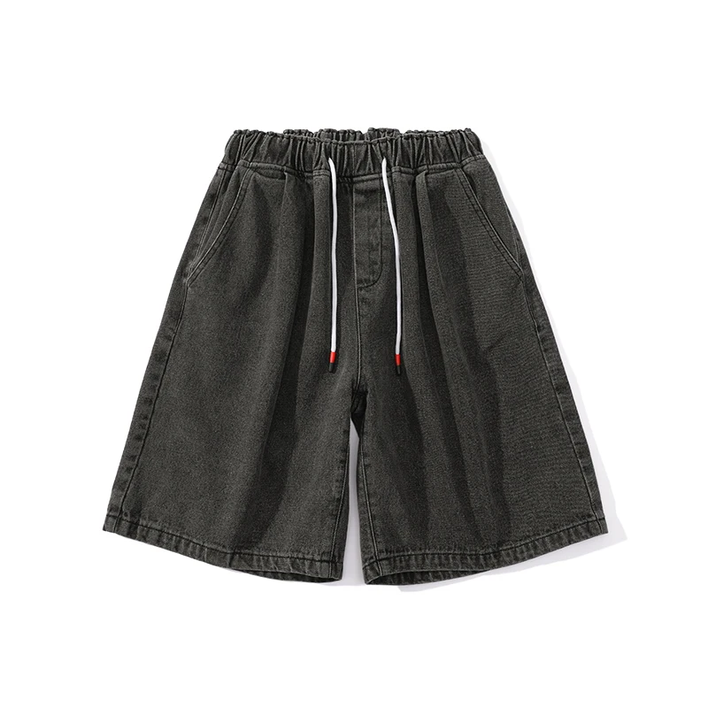 Denim Shorts Male Harajuku Fashion Baggy Retro Knee-length Pants Male Street Hip-hop Straight Casual Jeans Shorts