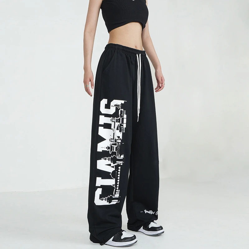 Street Dance Hip-hop Sports Pants for Women Y2K Streetwear Long Trousers Summer New 2024 All-match Wide Leg Pants Women