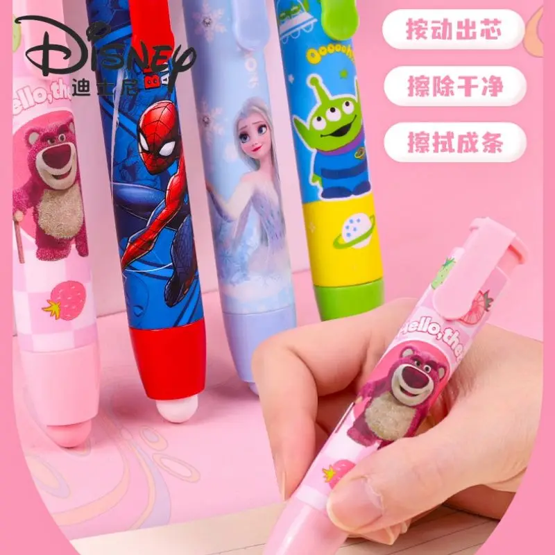 Disney Creative Stitch Press Eraser Lotso Spiderman Writing Drawing Pencil Erasers Toys Stationery Kids Gifts School Supplies