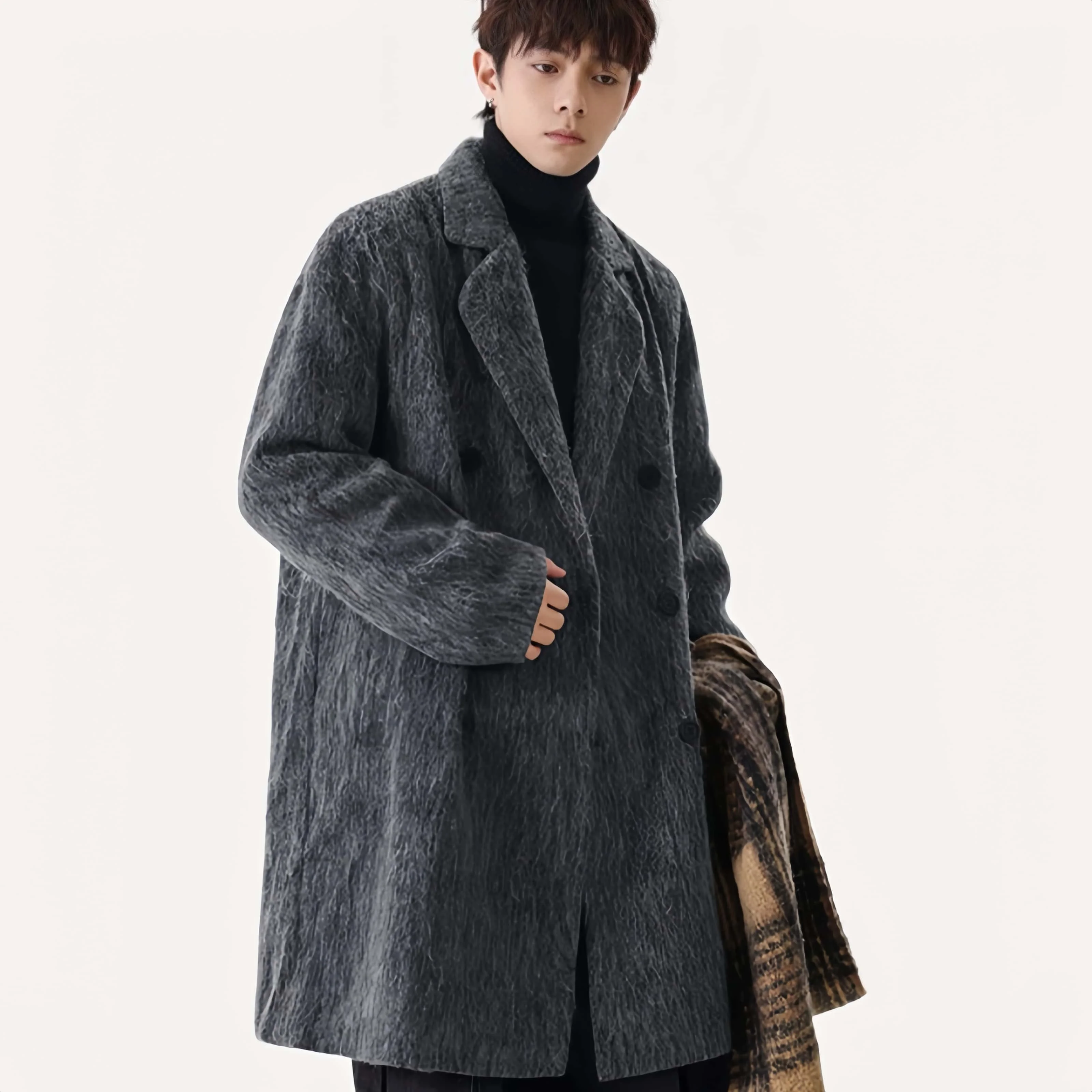 

COMXZ Old Money Wind шерстяное пальто мужское 2025 среднего и длинного толстого теплого шерстяного пальто уличная зимняя одежда тонкое красивое шерстяное пальто