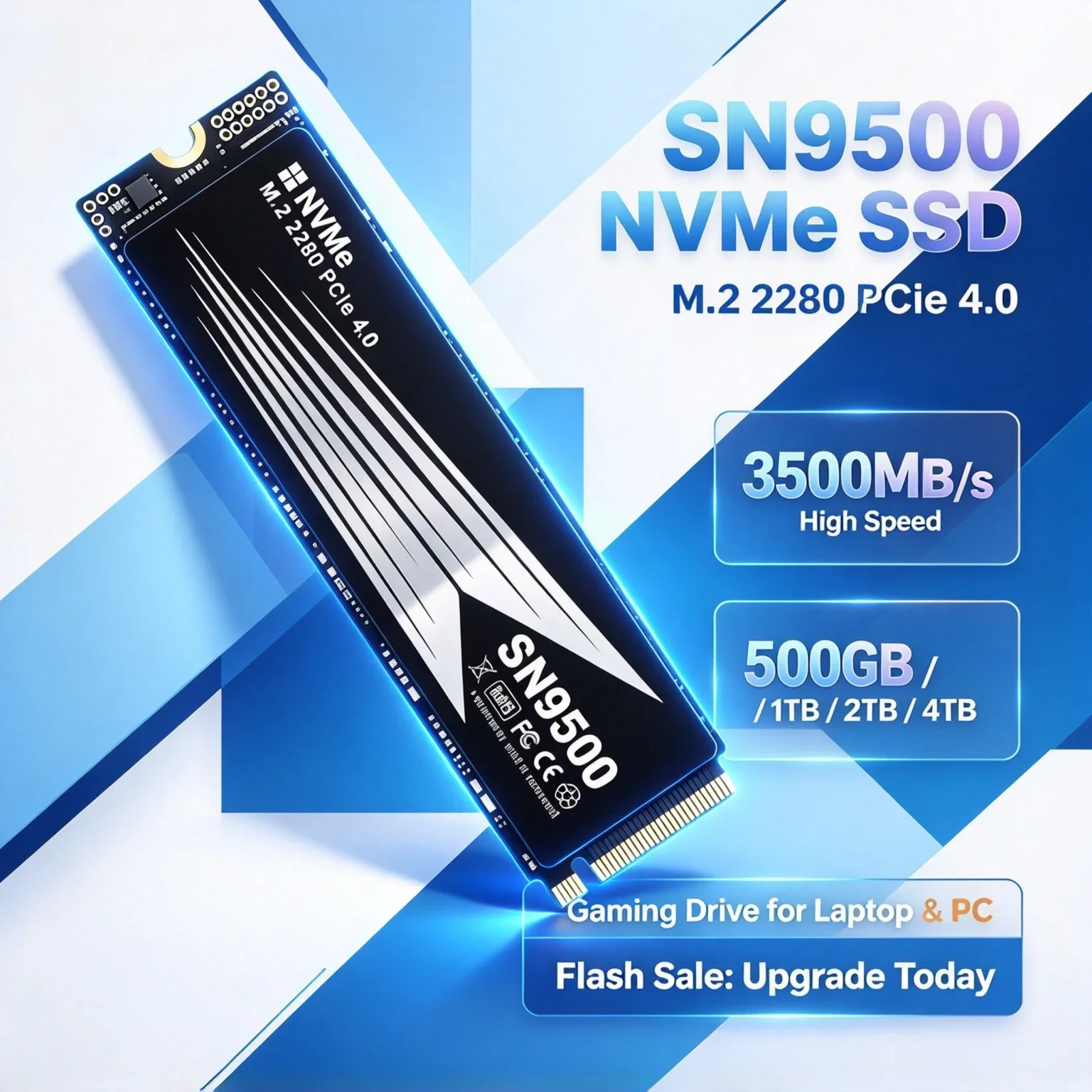 Gaming Drive SN9500 SSD M.2 NVMe Internal Solid State Drive High Speed 3500MB/s PCIe 4.0 Works for PS 5 Laptop PC Hard Disk