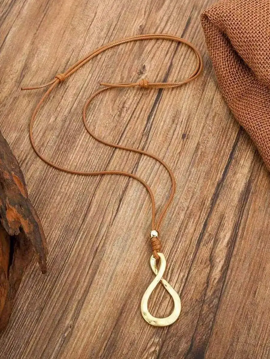 

Minimalist Teardrop Pendant Necklace with Braided Cord