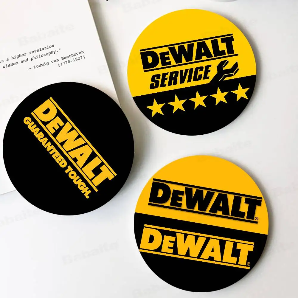 Brand D-Dewalt Fashion Logo Themed Wooden Coaster Non-Slip Heat-Resistant Fun Dining Table Decoration Cafe Restaurant Gifts