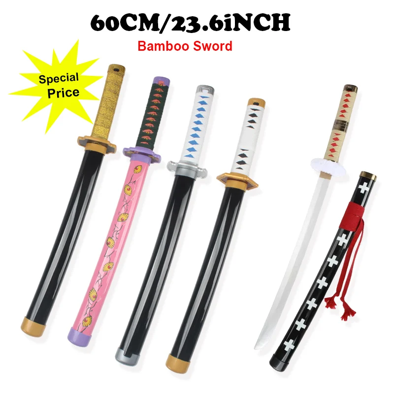 60Cm Bamboo Cosplay Props Sword With Scabbard, Anime Themed Decorative Model, Non-Sharp Collection Toy For Cosplay Party Gift