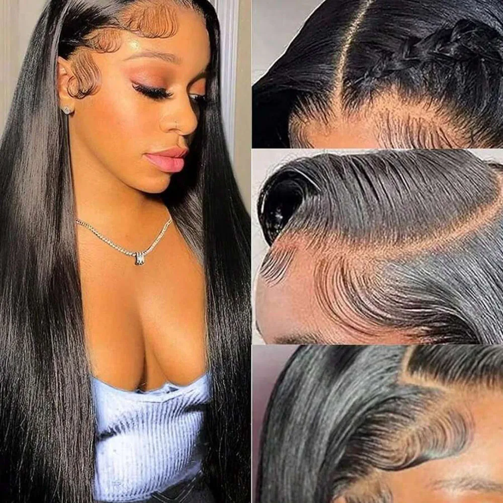 Прямые парики фронта шнурка Человеческие волосы 13x4 Парики фронта шнурка 250 Плотность Необработанные бразильские прямые парики из натуральных волос девственницы