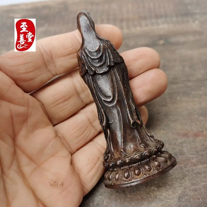 Retro Standing in south china sea guanyin goddess Ornament Decoration Tea Pet Figurines Desk Decor Accessories