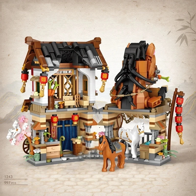 Straßenansicht-Haus-Bausteine Izakaya Eiscreme-Laden Takoyaki-Laden Kaffeeladen Panda-Teehaus Kindergeschenk – Detail 19