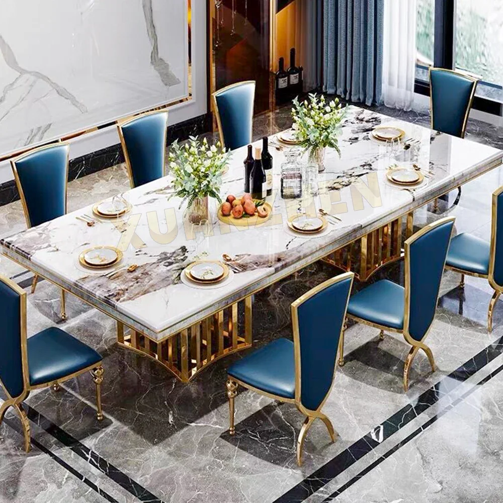 Nordic living room furniture luxury marble dining table modern dining table set gold dining tables