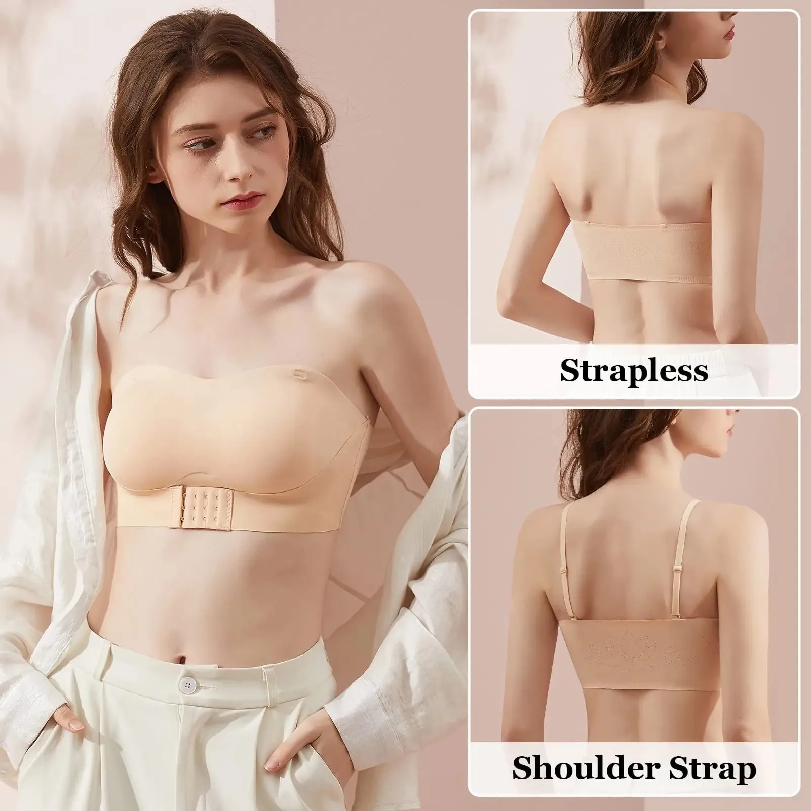 Sexy Strapless Bra Ice Silk Push Up Bra Tops Girls A B C CUP bras Seamless Non Slip Underwear Invisible Bra Female Bralette