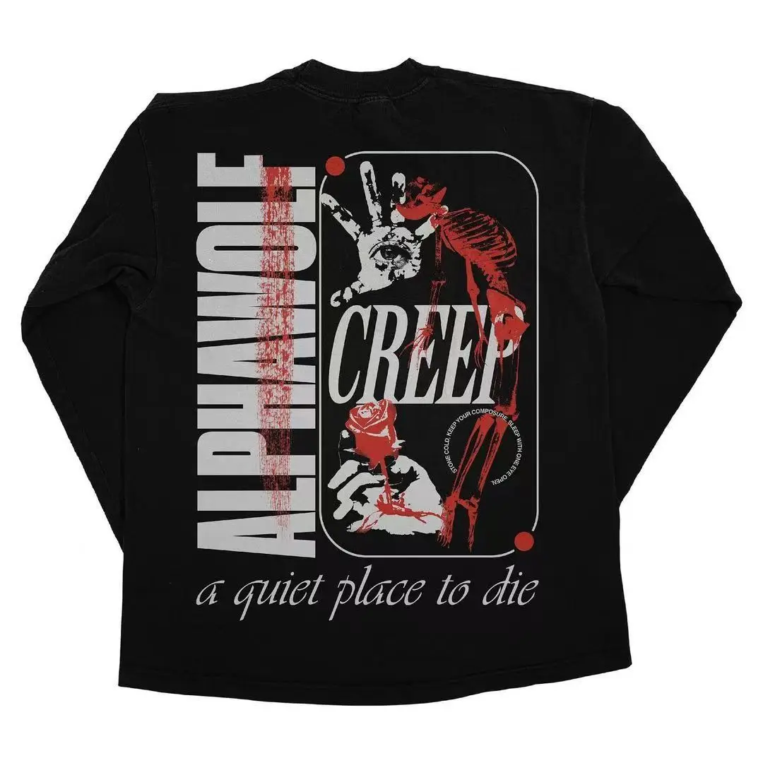 

Повседневная свободная рубашка с длинными рукавами и круглым вырезом в стиле ретро, мужская уличная рубашка в стиле хип-хоп Harajuku Y2K, модный черный женский топ