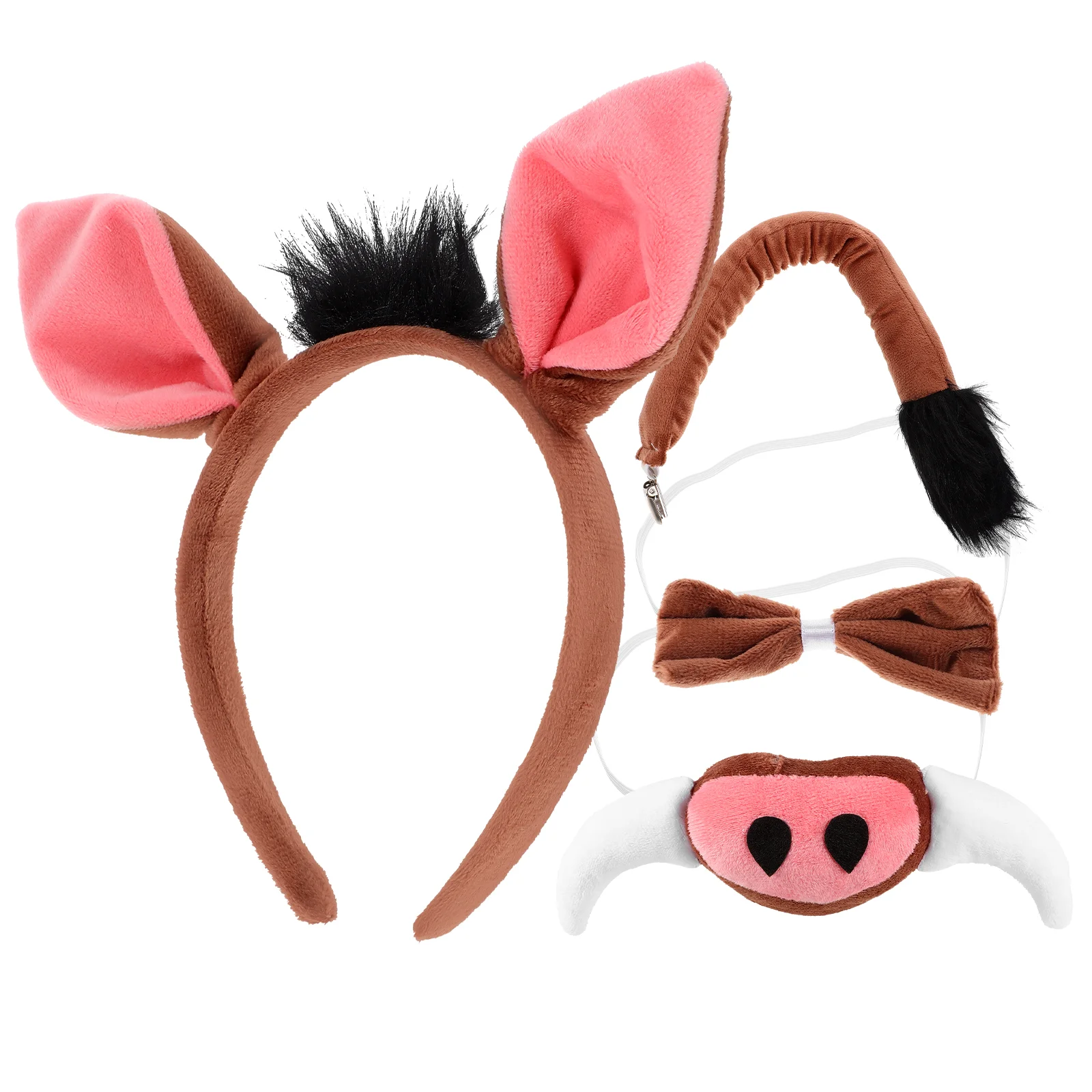 

Warthog Headband Dog Christmas Hat Headbands Kids Pig Costume Ear for Cosplay Accessories Fake Nose Bow Tie