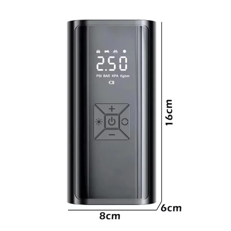 Portable air compressor pump, digital pressure gauge 80dB silent, maximum pressure CE car tires, bicycles