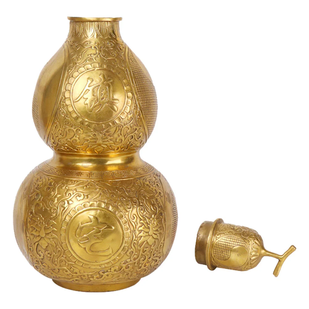 

Large Gourd Feng Shui Decor Wu Lou Adorn Golden Small Items Storage Holder Office