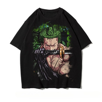 One Piece Anime Collaboration Solon Ins Trendy Brand Pirate Hunter Oversize Pure Cotton Loose T-shirt for Summer Men and Women