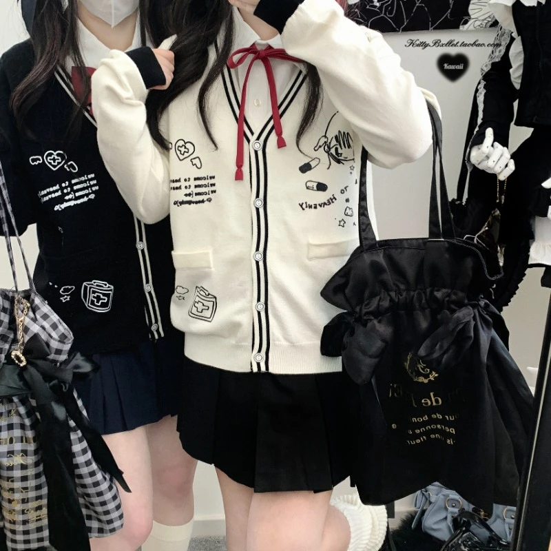 Japanese Rojita Original Loose Mine Series Subculture Original Pattern Uniform Cardigan Single-breasted Long Sleeves Coat Female