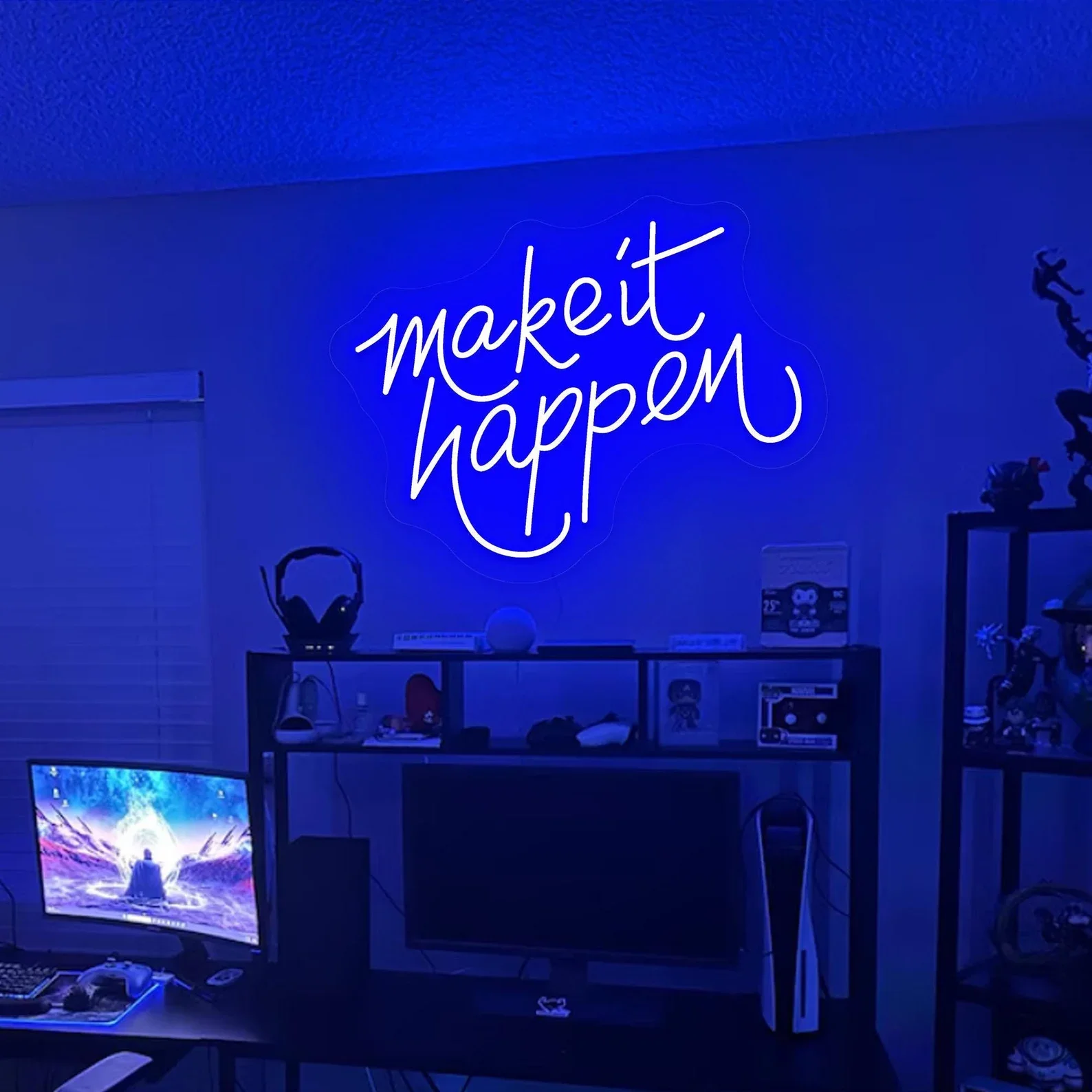 Make it Happen Neon Sign, Text Word Art LED Neon Light, Home Bedroom Wall Decor